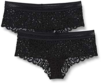 Iris & Lilly Women's Lace Cheeky Hipster Knickers, Pack of 2