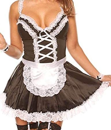 Unibaby Sexy French Maid Dress for Women Anime Cosplay Outfits Apron Lace Lingerie Set