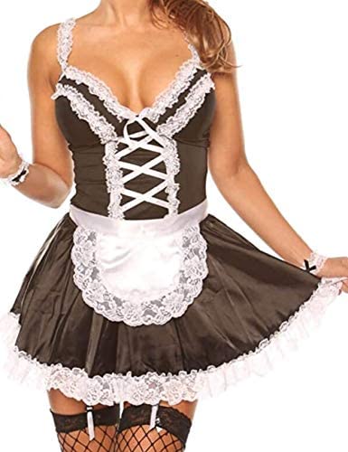 Unibaby Sexy French Maid Dress for Women Anime Cosplay Outfits Apron Lace Lingerie Set