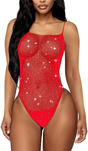 RSLOVE Fishnet Lingerie for Women Sexy Bodysuit Outfits Halter One Piece Teddy