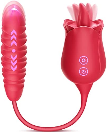 Vibrators Sex Toy for Woman, Nipple Clitoral Vibrator Stimulator Licking Sex Toys, Dildo Tongue G Spot Bullet Vibrators with 10 Thrusting Vibration Modes, Massager Adult Anal Sex Toys for Woman Couple