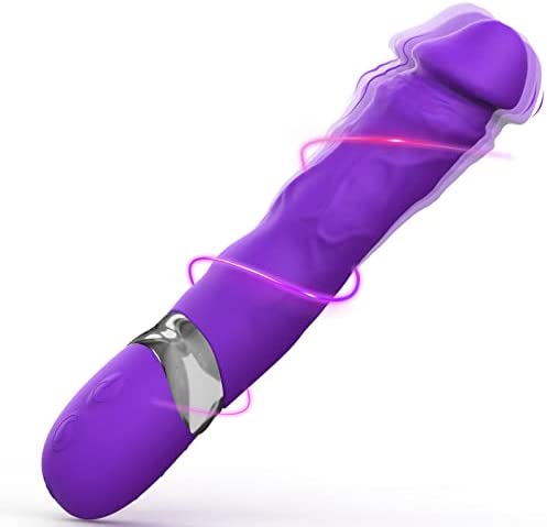 9.05'' Realistic Dildo Vibrator with 7 Vibrating Modes for Deeper Insertion Stimulation, Purple Vibrating Dildos for Clitoris Vaginal Anal Stimulation, Rechargeable Adult Sex Toys for Women and Couple