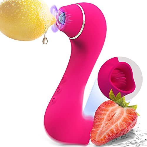 Sex Toys Vibrators for Women Nipple Clit Suckers, Clitoral Sex Toy, 10 Modes 2-in-1 Stimulator, Try Penetration to Lick/Suck G-Spot, Men Penis Scrotum & Couples, Washable Waterproof, Pink