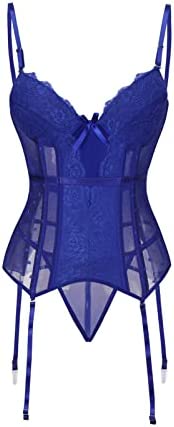 AMhomely Womens Sexy Corset Lingerie Set Plus Size Lace Bustier Teddy Bodysuit Babydoll with Suspenders Belt Panties Suit Clearance Female Bedroom Outfits Naughty Babydoll Nightwear