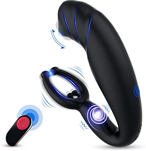 Anal Vibrators Male Sex Toys Vibrating Cock Ring with Testicle Clitoral Stimulator, Butt Stimulator Plug Penis Ring with 9 Sliding Vibrating Prostate Massage Anal Plug COC Sex Toys4couples Men & Women