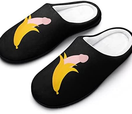 BAIKUTOUAN Funny Banana Penis Unisex Cotton Slippers Comfortable House Shoes Machine Washable With Non Slip Rubber Soles