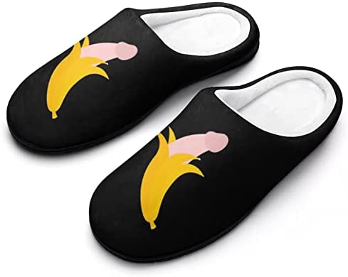 BAIKUTOUAN Funny Banana Penis Unisex Cotton Slippers Comfortable House Shoes Machine Washable With Non Slip Rubber Soles