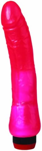 NMC Lightly Veined Realistic Vibrator with Slight Bend, 8 Inch, Pink