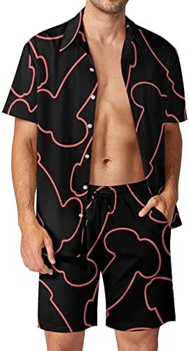 Penis Pattern Men's Beach Hawaiian Sets Casual Outfit Short Sleeve Shirt Swim Shorts Trunks