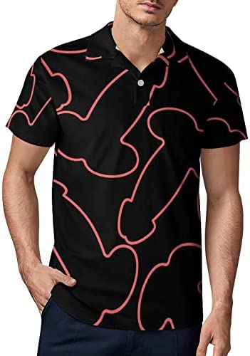 Penis Pattern Men's Golf Polo Shirts Casual Tops Short Sleeve Regular Fit Tee