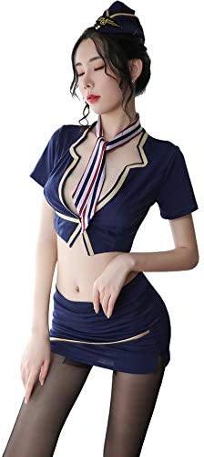 SINMIUANIME Sexy lingerie ladies sexy hip skirts stewardess uniforms stewardess short skirts cosplay Lingerie