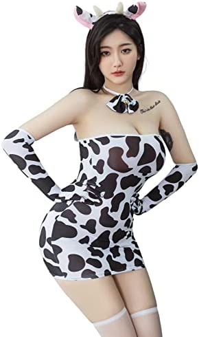 Womens Anime dress Cow Sexy Cosplay Lingerie Bikini Set Naughty Roleplay Costume Rave Outfit Lolita Clothes