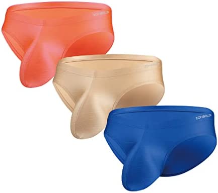 ZUOLAIYIN Men's Bulge Enhancing Underwear Briefs Sexy Ice Silk Big Ball Pouch Briefs