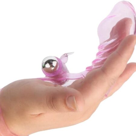 Double Finger Bang Vibrator with Bullet and Wrist Attachment Pink Sex Toys for Men and Women