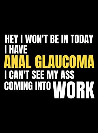 Hey I won’t be in today, I have anal glaucoma, I can’t see my ass coming into work: 6 X 9 inches Blank Lined Journal Coworker Notebook, Funny Office ... Journals to write in for coworker or boss