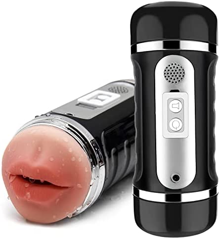 Masturbator Cup,Pocket Pussy Electronic,Sex Toy for Men, 2 in 1 Vagina and Mouth Penis Stimulator Masturbation,Multiple Levels of Vibration,Portable with Female Moaning Erotic Sex Toy