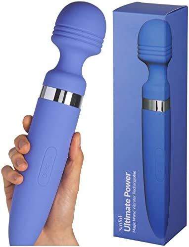 Vibrator Wand from Sinful - Ultimate Power Magic Wand Vibrator - Rechargeable, Waterproof & Flexible Neck Sex Wand Coated in Silicone - 12 Vibration Patterns and 8 Speeds - 30.5 cm - Blue
